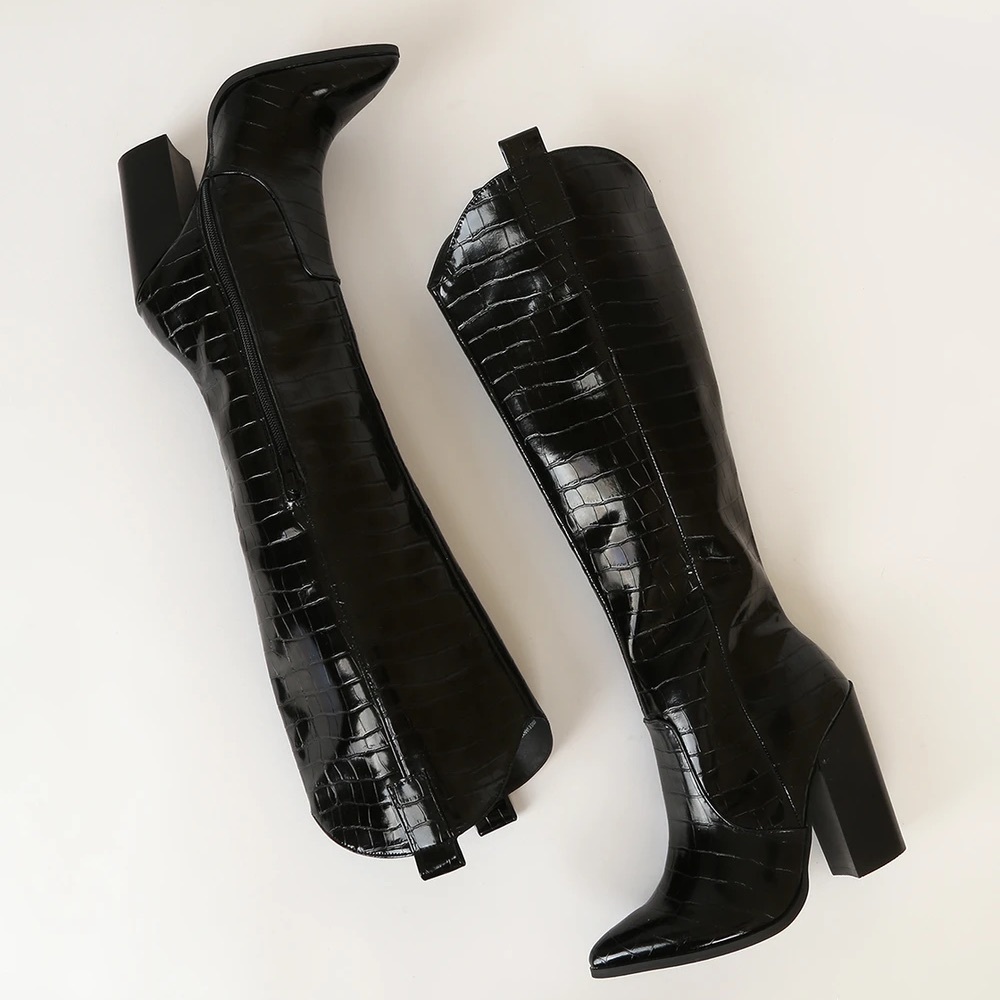 NWT Vanya Black Croc Knee High Boots Dolce Vita
